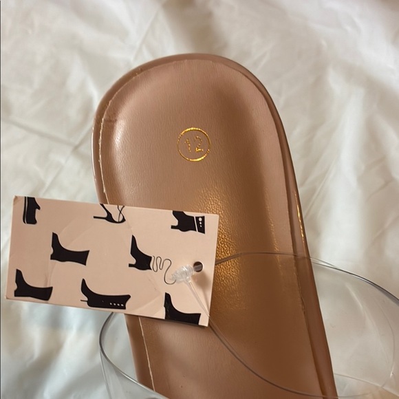 Tan Cream Square Toe Heels with Minimalist Design - Picture 2 of 9